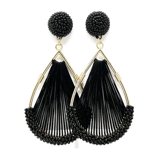 All Signs Point to Yes Black Seed Bead Drop Earrings