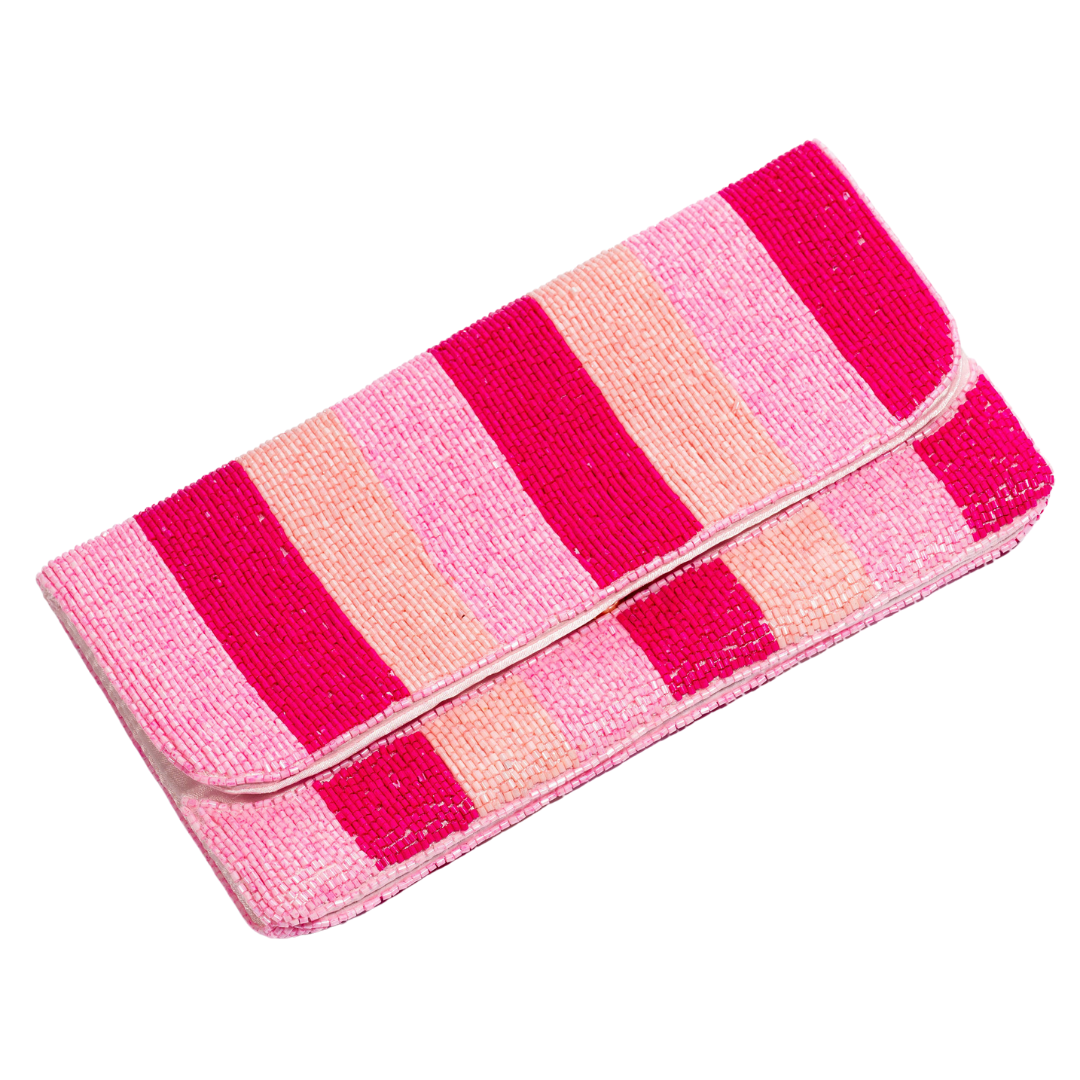I'm In Charge Striped Beaded Clutch