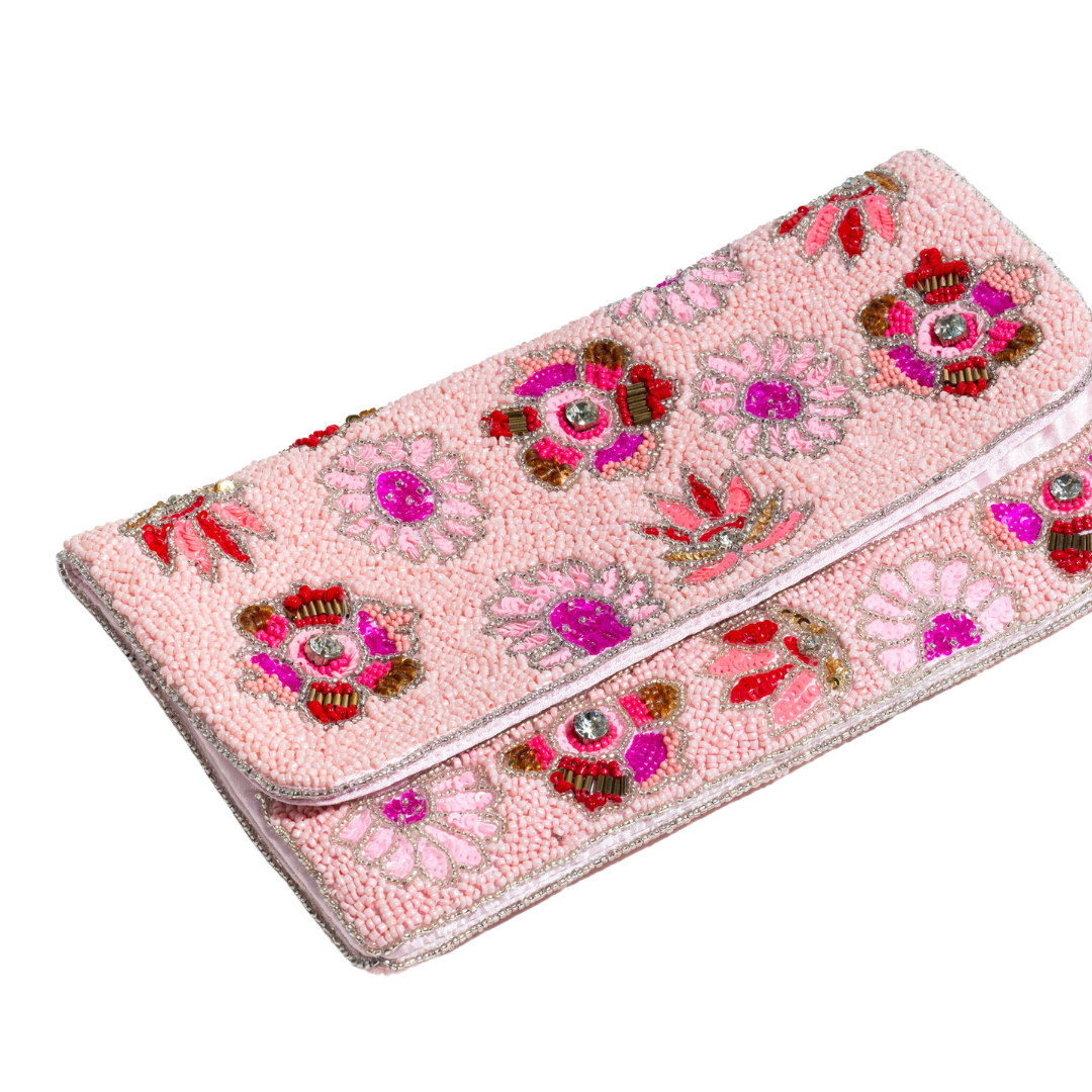 Take Hold Flower Beaded Clutch